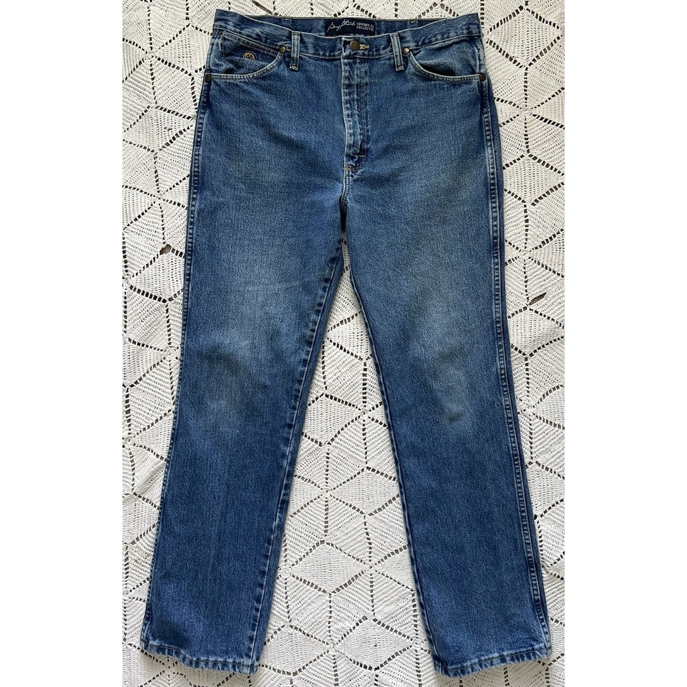 Wrangler George Strait 35x32 Straight 100% Cotton Work Jeans USA Men Y2K Comfort